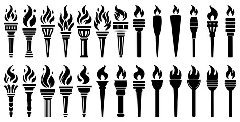 a set of high-quality vector torch icons