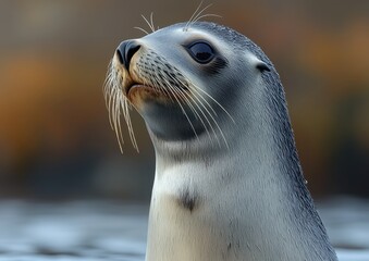 Realistic Close-Up Profile of an Australian Sea Lion's Head in Photography

