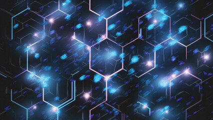 Obraz premium Illuminated Hexagons: A Dance of Light and Geometry