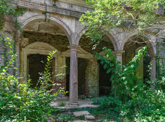 Image of the old abandonned bath house villa in doric style in Moneasa resort, Arad County,...