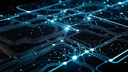 Obraz premium A computer chip with many lines and dots