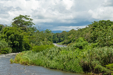 view over the Sarapiqui river in La Virgen in Costa Rica