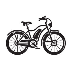 Fototapeta premium ELECTRIC BICYCLE in cartoon, doodle style . Image for t-shirt, web, mobile apps and ui. Isolated 2d vector illustration in logo, icon, sketch style, Eps 10, black and white. AI Generative