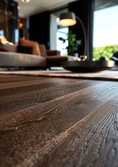 Close-Up of Modern Wood Flooring with Sleek and Smooth Finish Showcasing Subtle Grain Patterns and Matte Surface