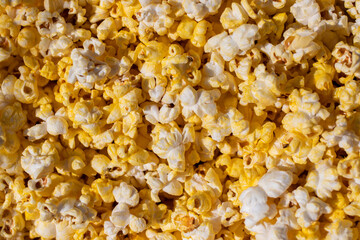 Pile of buttery movie theater popcorn