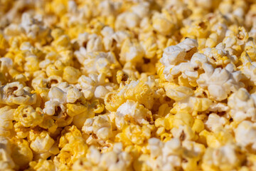 Pile of buttery movie theater popcorn