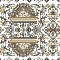 Traditional spanish floral ornament floor tiles. Portuguese motifs. Intricate mosaic pattern design