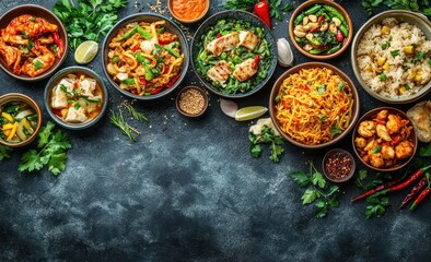 Asian Cuisine Feast: A Delicious Spread of Traditional Dishes
