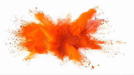 orange paint dust splashes. Orange dust splashes on white background. 