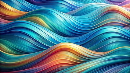Naklejka premium Abstract Wavy Lines in Blue, Yellow, and Red, Digital Art, Abstract Background, 3D Rendering, Colorful Waves