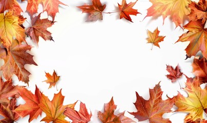 Obraz premium Autumn themed frame on white background with space for text or design