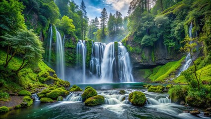 Cascade Waterfall in Lush Forest, nature , water , photography , scenic