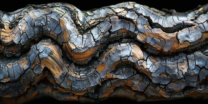 Twisted and gnarled branches are transformed into a captivating abstract form