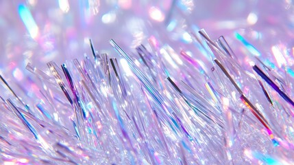 close up silver tinsel fringe background