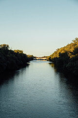 View from a bridge of a river in Munich Germany
