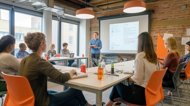 A group of trainers conducting a training session for employees