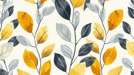A beautiful pattern of leaves in various shades of blue green and yellow