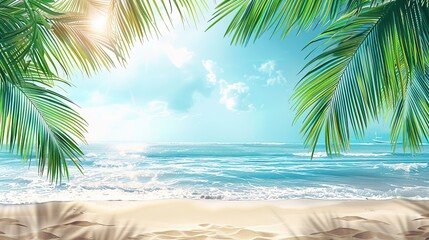 Summer Resort Beach Sea Relax Travel Vacation Palm Tropic Copy Space Banner Background Hotel
