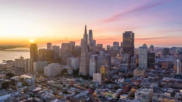 San Francisco downtown buildings skyline aerial