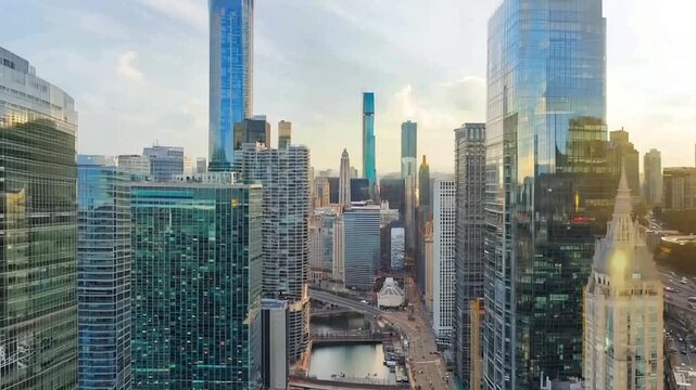 Chicago downtown skyline buildings 