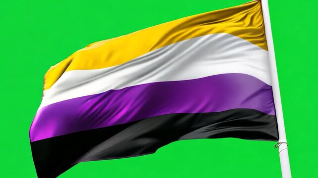 Non binary flag waving on green screen