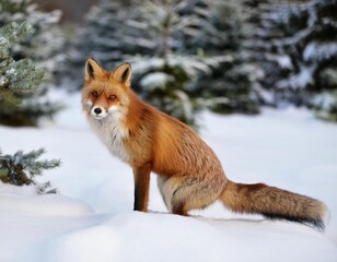Fototapeta premium red fox in winter forest Pretty