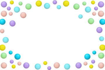 カラフルで立体的な丸いパステルカラーのドット柄のフレーム