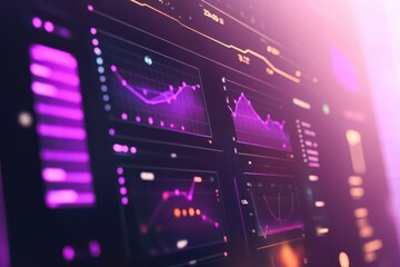 Futuristic AI Dashboard with Data Visualizations in Pastel Colors and Purple Sharing Icon