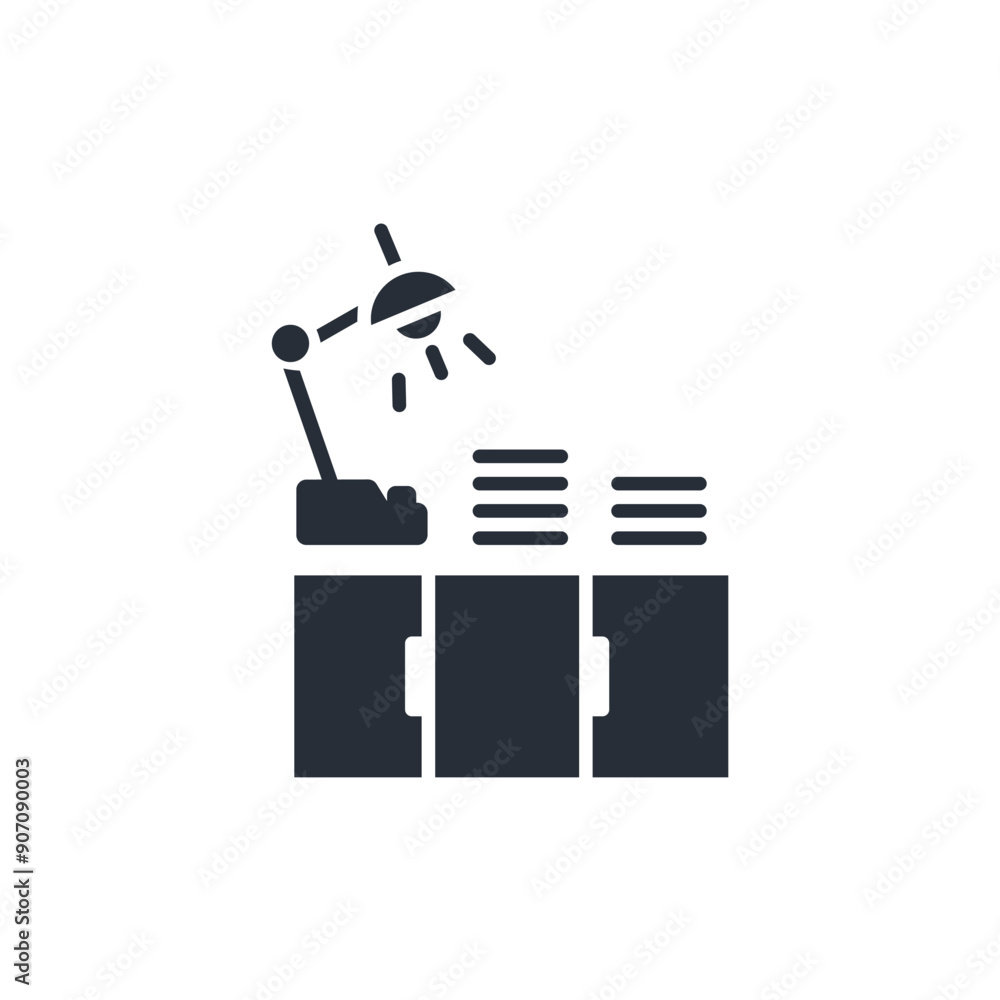 Poster desk lamp icon. vector.editable stroke.linear style sign for use web design,logo.symbol illustration