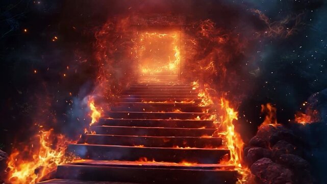 Fiery Stairway Leading to Blazing Doorway.