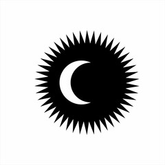 Sun and crescent moon icon logo design.