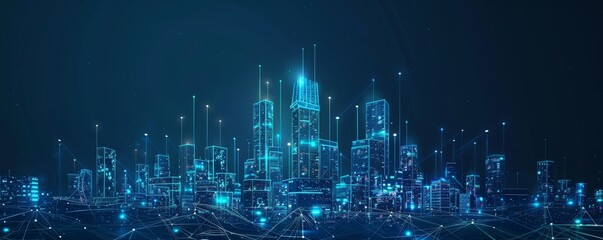 Cyberpunk Cityscape Neon Glow and Digital Network, cyberpunk , city , digital , technology