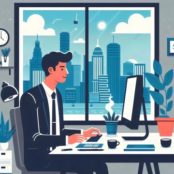 businessman working on pc in the office