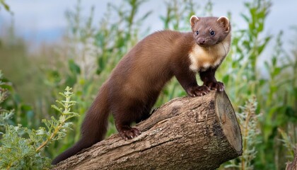 marten sitting on a tree