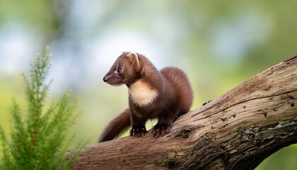 Fototapeta premium marten sitting on a tree