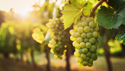 Close-up of grapes on a vine. 