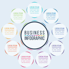 Circle Infographic design 9 Steps, objects, elements or options infographic information