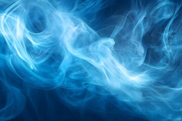 Fototapeta premium Abstract blue background with swirling smoke and light