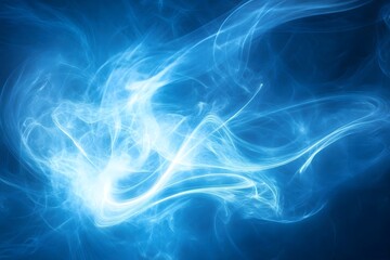 Abstract blue background with swirling smoke and light