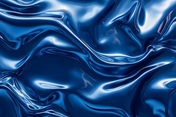 Liquid metal texture on abstract blue background