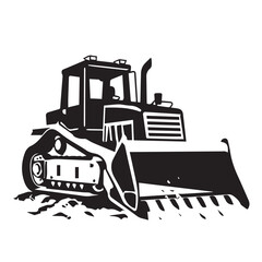 Bulldozer in cartoon, doodle style . Image for t-shirt, web, mobile apps and ui. Isolated 2d vector illustration in logo, icon, sketch style, Eps 10, black and white. AI Generative