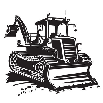 recommend clip art: Bulldozer in cartoon, doodle style . Image for t-shirt, web, mobile apps and ui. Isolated 2d vector illustration in logo, icon, sketch style, Eps 10, black and white. AI Generative