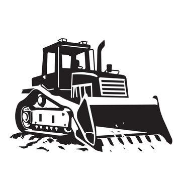 recommend clip art: Bulldozer in cartoon, doodle style . Image for t-shirt, web, mobile apps and ui. Isolated 2d vector illustration in logo, icon, sketch style, Eps 10, black and white. AI Generative