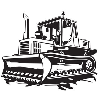 recommend clip art: Bulldozer in cartoon, doodle style . Image for t-shirt, web, mobile apps and ui. Isolated 2d vector illustration in logo, icon, sketch style, Eps 10, black and white. AI Generative