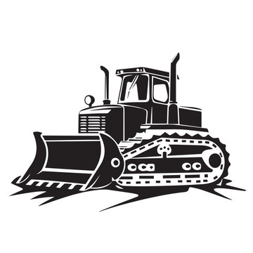 recommend clip art: Bulldozer in cartoon, doodle style . Image for t-shirt, web, mobile apps and ui. Isolated 2d vector illustration in logo, icon, sketch style, Eps 10, black and white. AI Generative