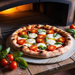 pizza on a wooden table