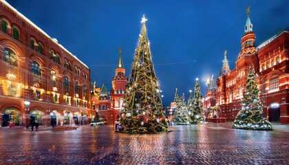 Obraz premium European cities filled with Christmas festival atmosphere