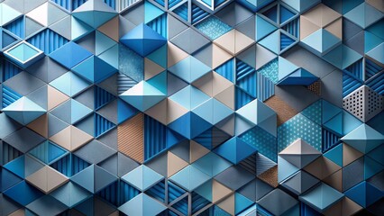 Abstract geometric shapes and patterns in shades of blue and grey , abstract, geometric, shapes, patterns, blue, grey