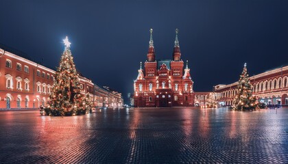 Fototapeta premium European cities filled with Christmas festival atmosphere