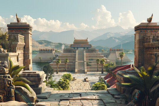 The ancient city of Tenochtitlan. The capital of the ancient Aztec empire.